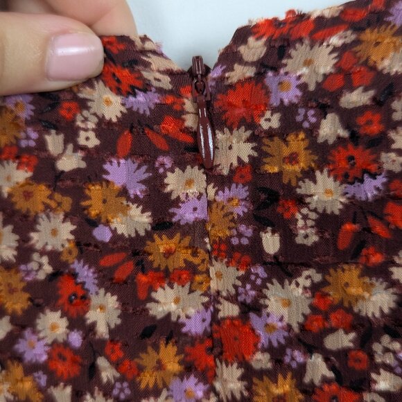 Madewell | Brown Multicolor Floral Faux Wrap Dress Size 0 - Picture 9 of 10